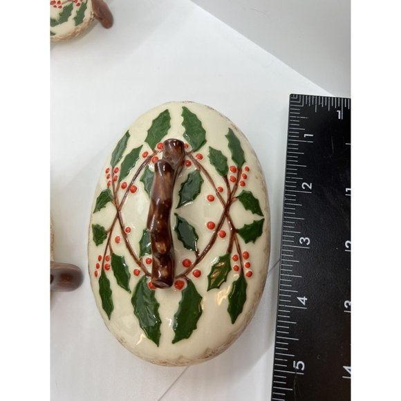 Christmas teapot Holly Lidded Teapot Creamer Sugar Bowl Set holiday Holland red - Picture 5 of 16